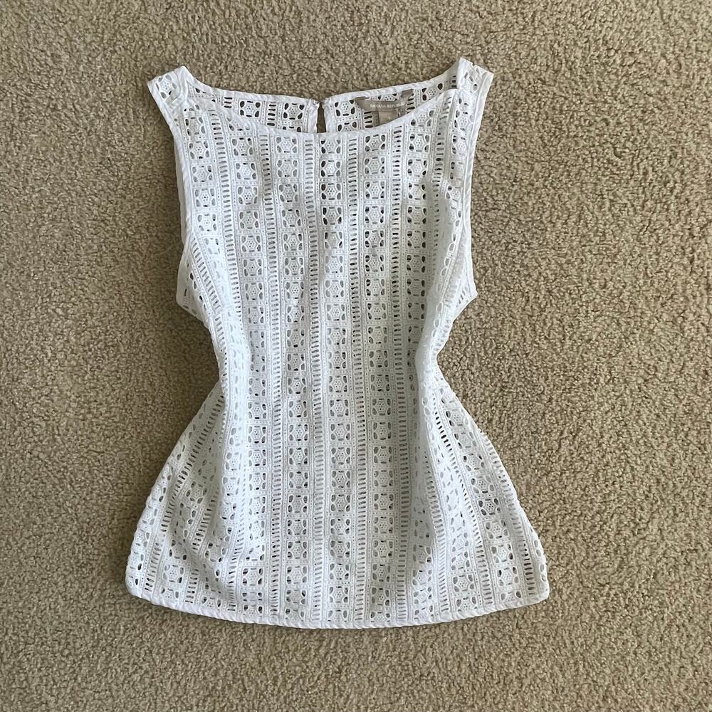 Banana Republic White Crochet 100% Cotton Tank - Size S